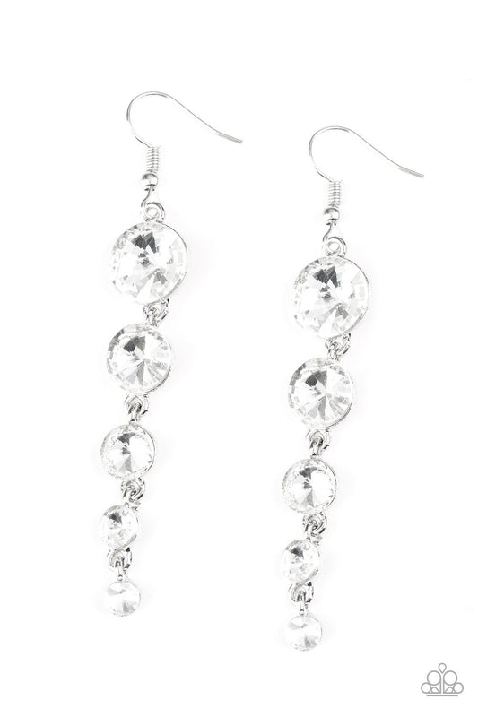 Paparazzi Earring ~ Raining Rhinestones - White
