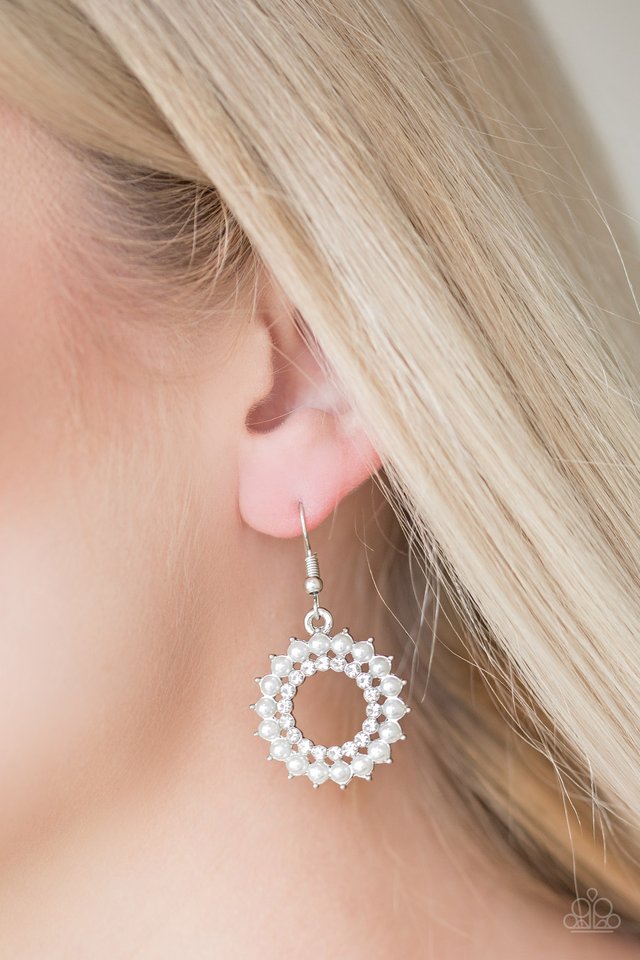 Wreathed In Radiance - White - Paparazzi Earring Image