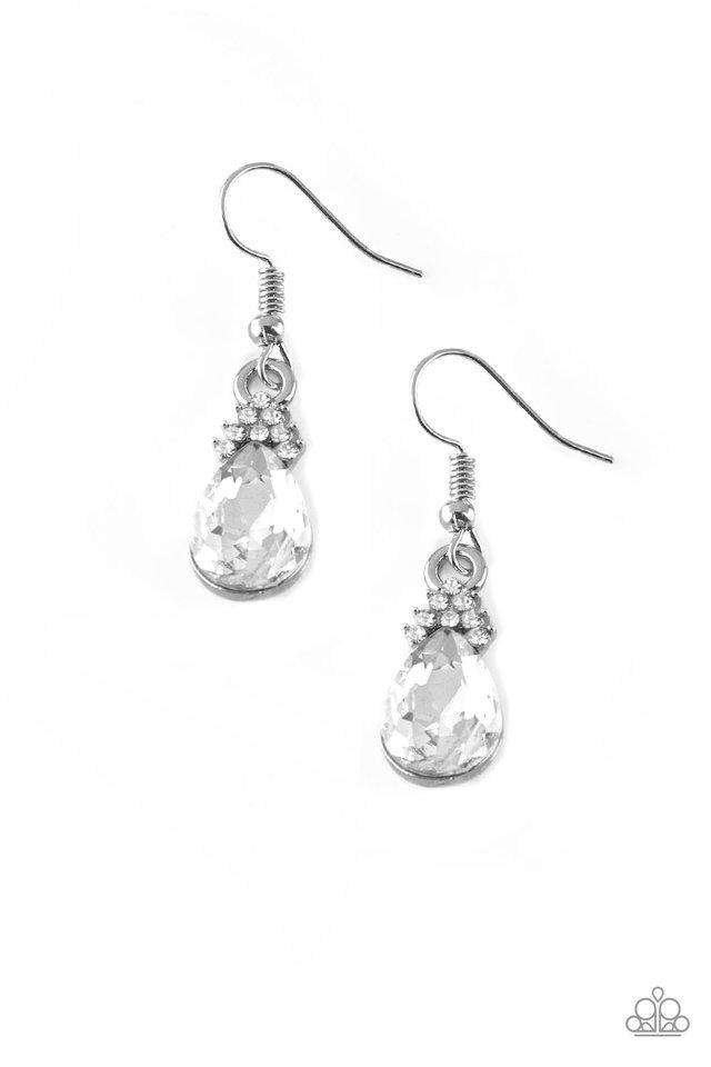 Paparazzi Earring ~ 5th Avenue Fireworks - White