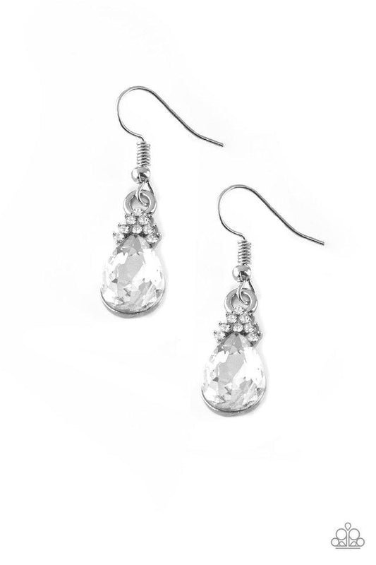 Paparazzi Earring ~ 5th Avenue Fireworks - White
