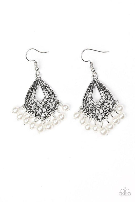 Paparazzi Earring ~ Gracefully Gatsby - White
