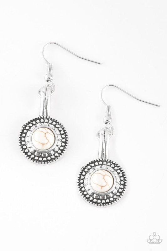 Paparazzi Earring ~ Simply Stagecoach - White