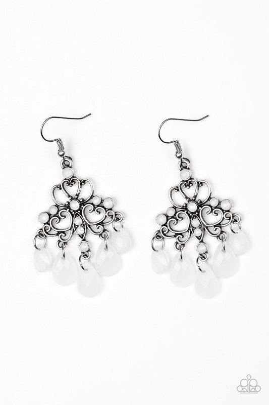 Paparazzi Earring ~ Dip It GLOW - White