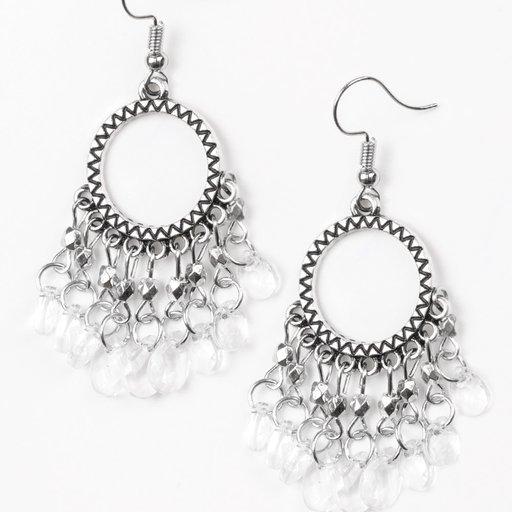 Paparazzi Earring ~ Paradise Palace - White