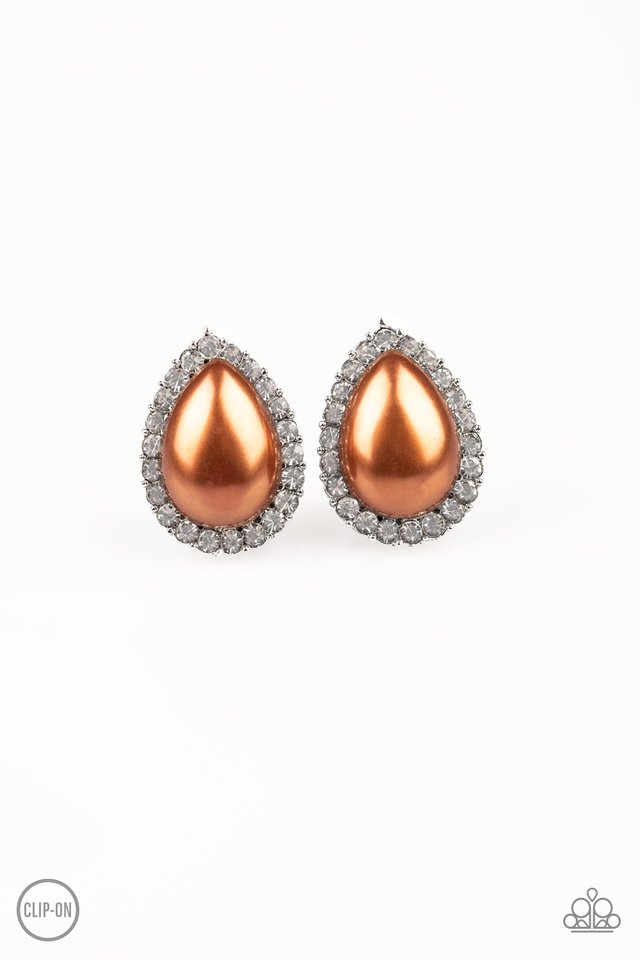 Old Hollywood Opulence - Brown - Paparazzi Earring Image