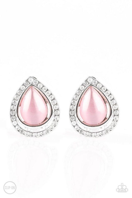 Paparazzi Earring ~ Noteworthy Shimmer - Pink Clip-On