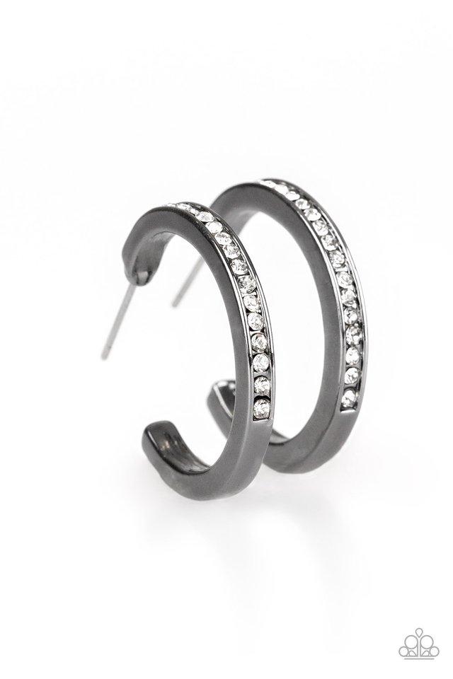 Paparazzi Earring ~ Hoop Haven - Black