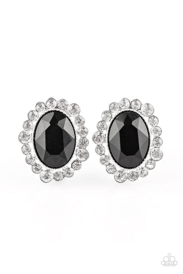 Paparazzi Earring ~ Hold Court - Black Post
