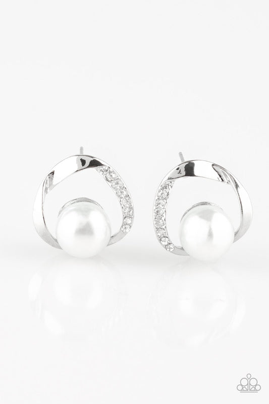 Paparazzi Earring ~ Stylishly Suave - White