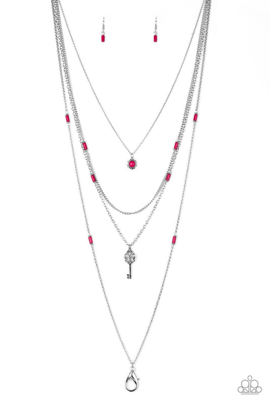 Paparazzi Necklace ~ Key Keynote - Pink