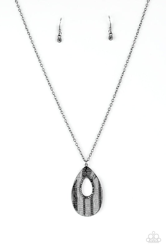 Paparazzi Necklace ~ Stop, TEARDROP, and Roll - Black