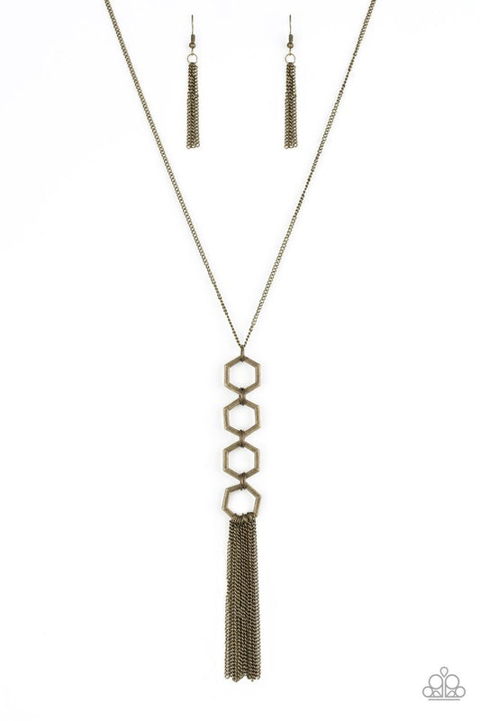 Ready, Set, GEO! - Brass - Paparazzi Necklace Image