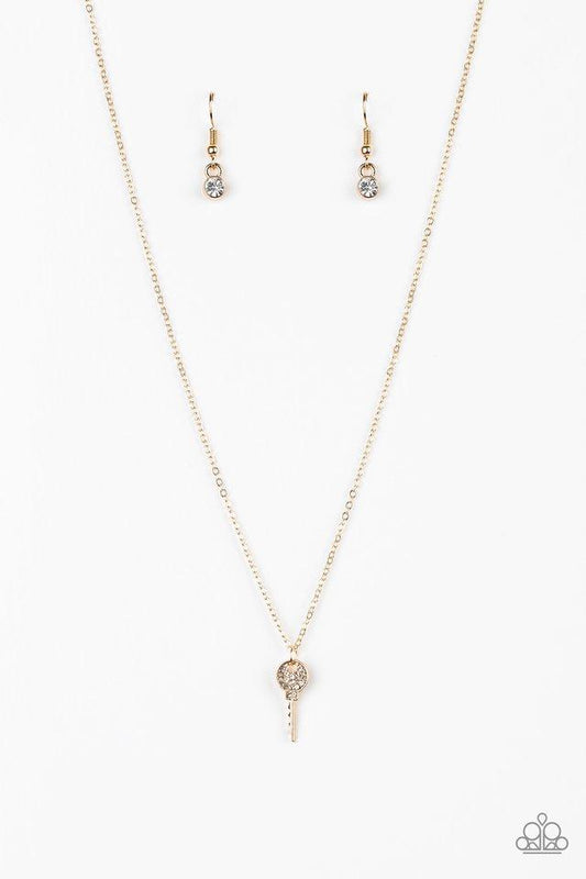 Paparazzi Necklace ~ Key Figure - Gold