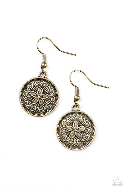 Paparazzi Earring ~ Seeing Star Lillies - Brass
