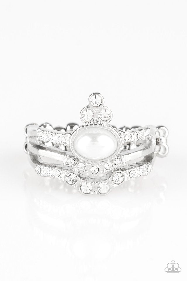 Timeless Tiaras - White - Paparazzi Ring Image