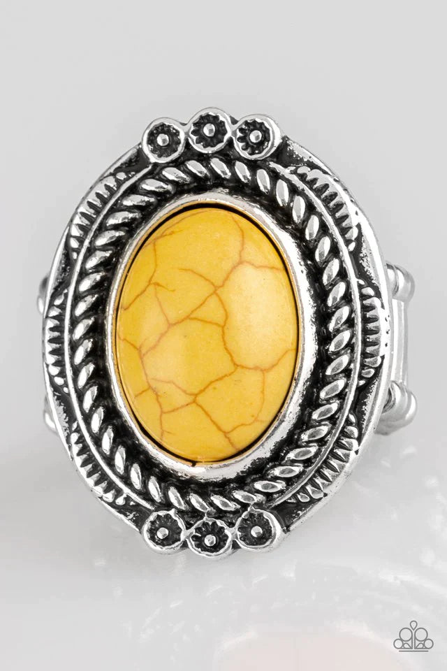 Paparazzi Ring ~ Tumblin Tumbleweeds - Yellow
