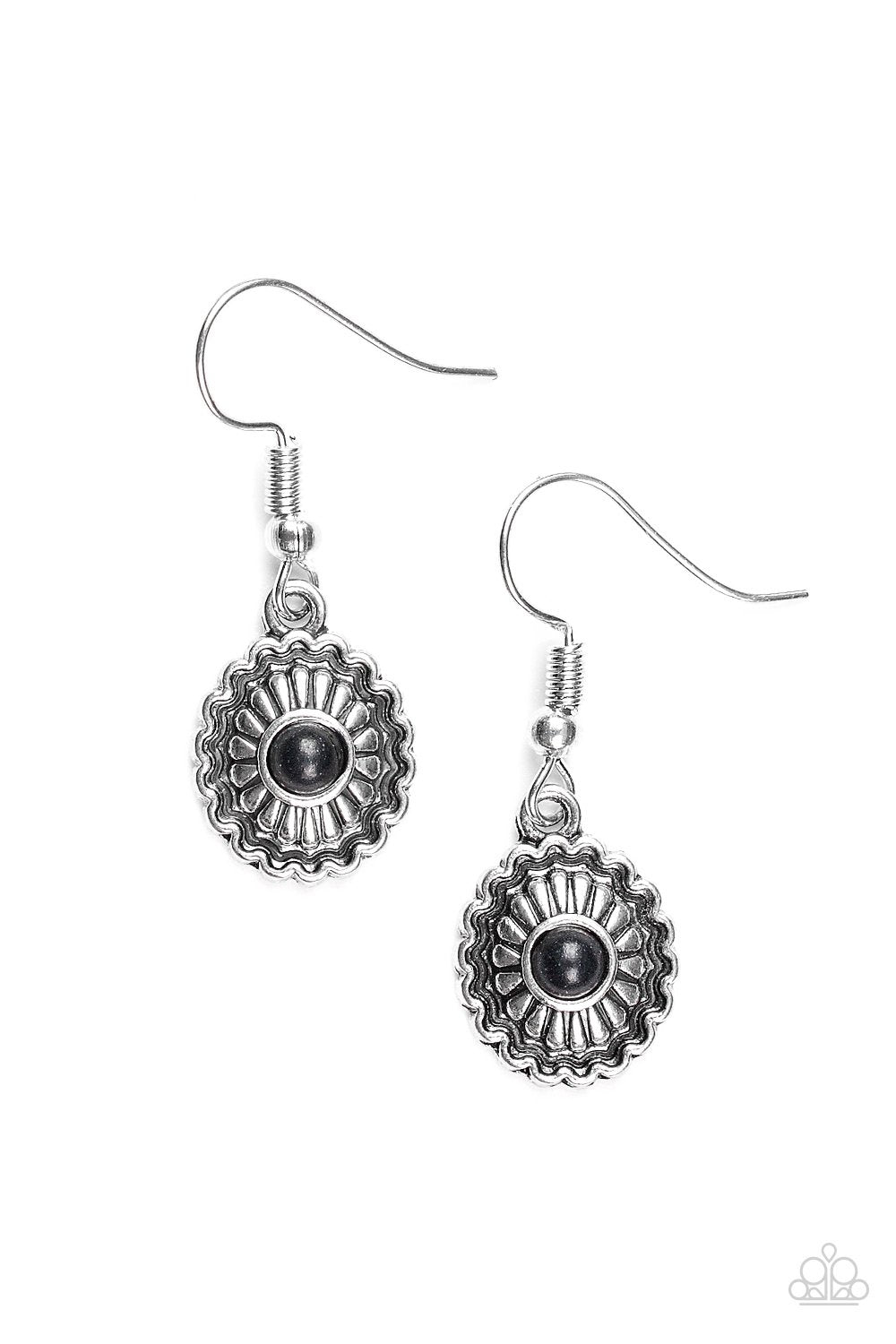 Paparazzi Earring ~ Wild In Wildflowers - Black