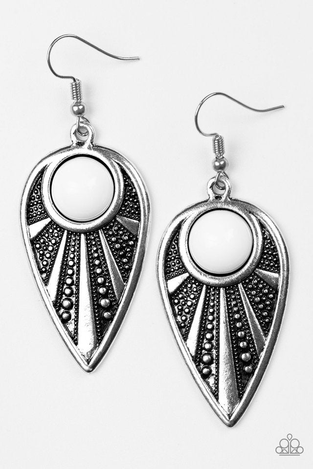 Take A WALKABOUT - White - Paparazzi Earring Image