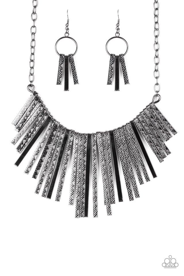 Paparazzi Necklace ~ Welcome To The Pack - Black
