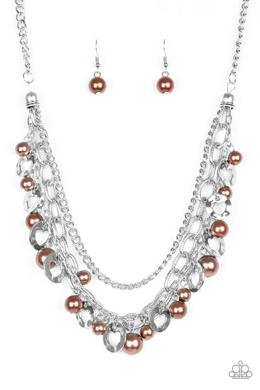 Paparazzi Necklace ~ Hoppin Hearts - Brown
