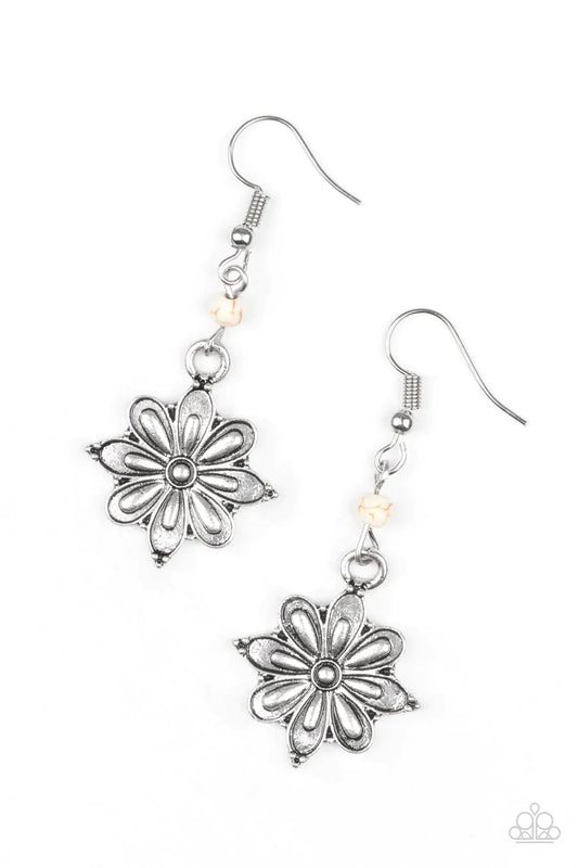 Paparazzi Earring ~ Cactus Blossom - White