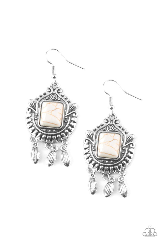 Paparazzi Earring ~ Open Pastures - White