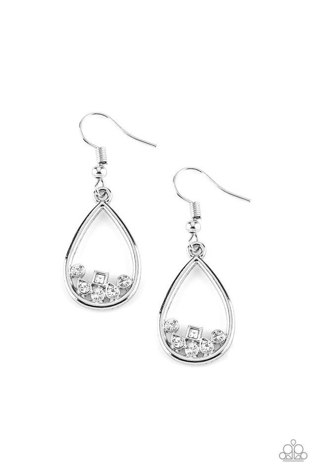 Paparazzi Earring ~ Raindrop Radiance - White