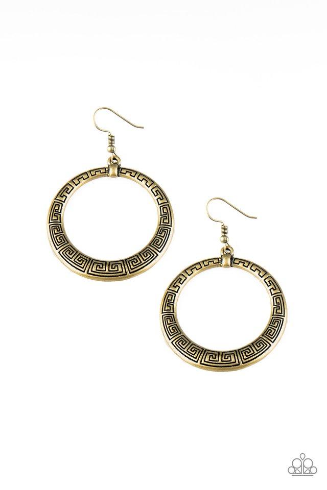 Paparazzi Earring ~ Mayan Mantra - Brass