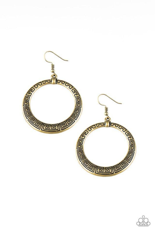 Paparazzi Earring ~ Mayan Mantra - Brass