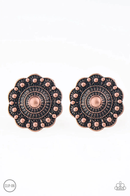 Paparazzi Earring ~ Foxy Flower Gardens - Copper