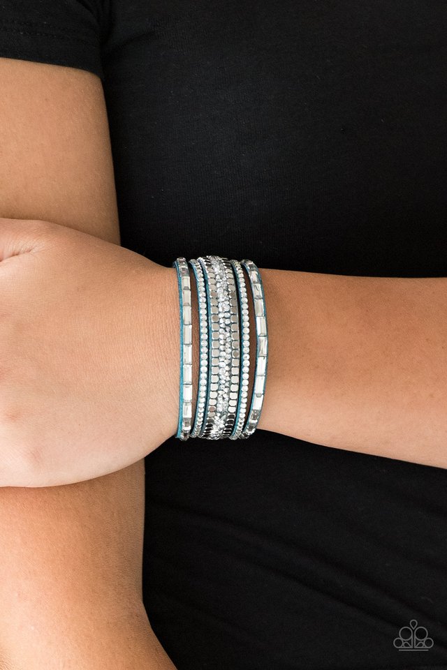 Rebel In Rhinestones - Blue - Paparazzi Bracelet Image