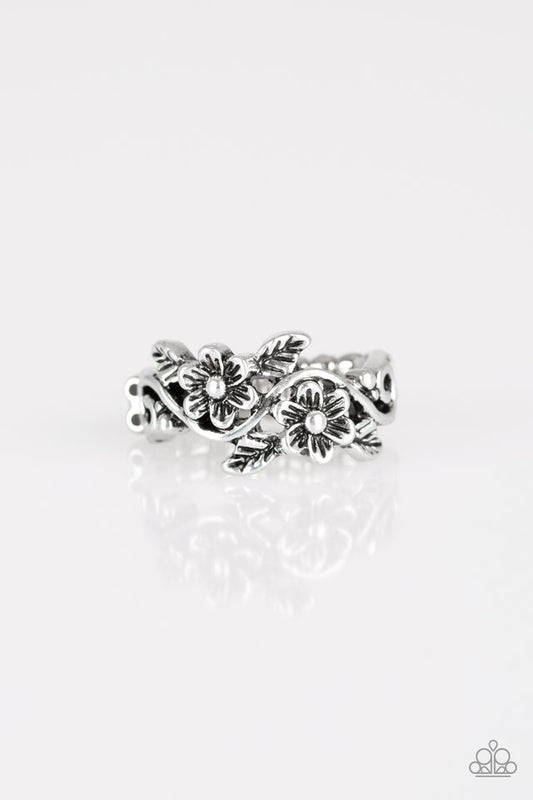 Stop and Smell The Flowers - Silver - Paparazzi Ring Image