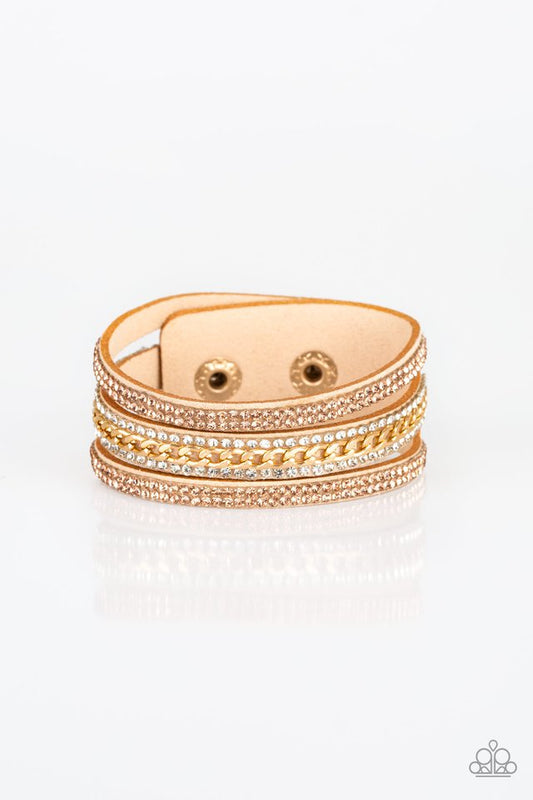 Rollin In Rhinestones - Gold - Paparazzi Bracelet Image