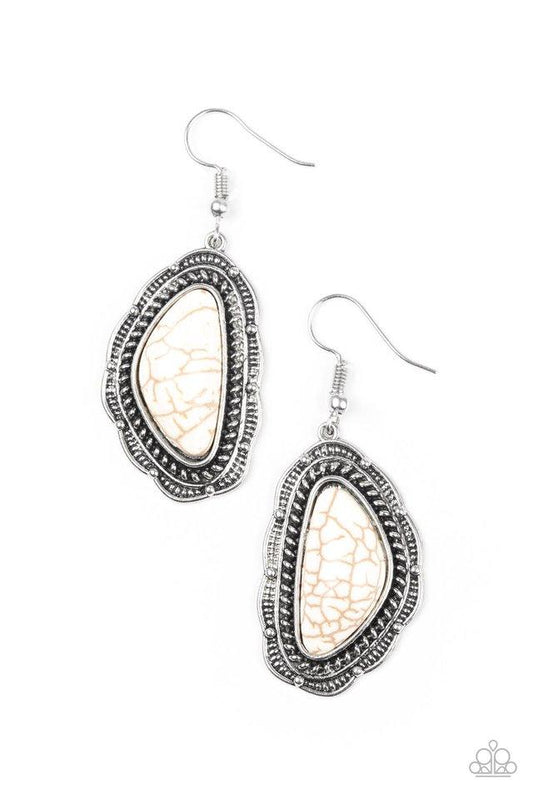 Paparazzi Earring ~ Santa Fe Soul - White