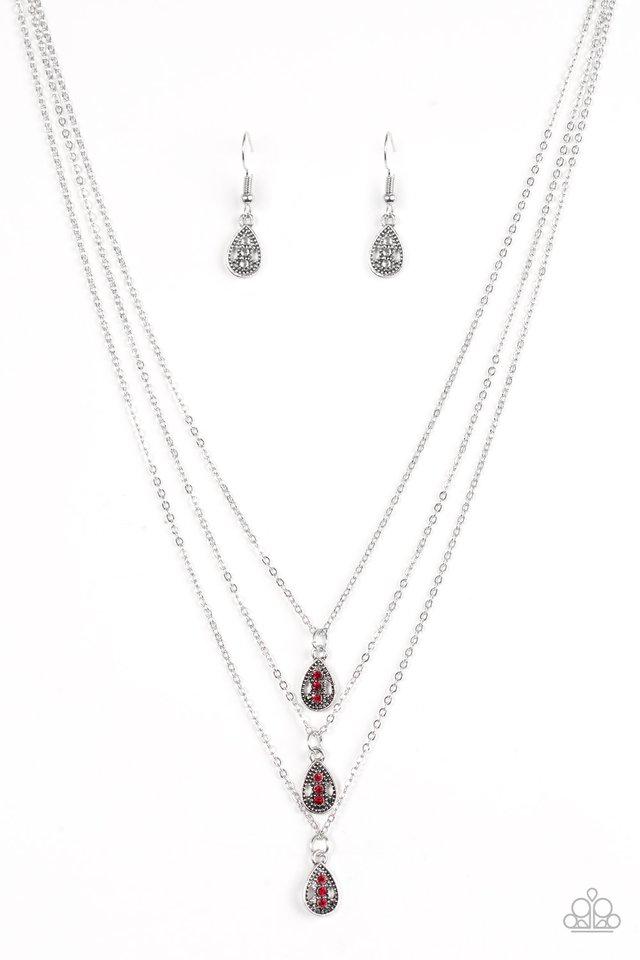 Paparazzi Necklace ~ Radiant Rainfall - Red