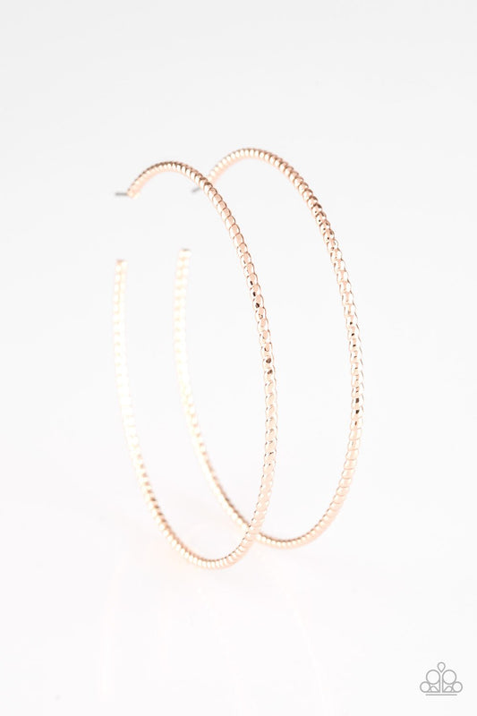 Paparazzi Earring ~ Hooked On Hoops - Rose Gold