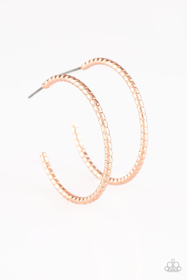 HOOP, Line, and Sinker - Rose Gold - Paparazzi Earring Image