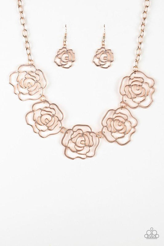 Paparazzi Necklace ~ Budding Beauty - Rose Gold