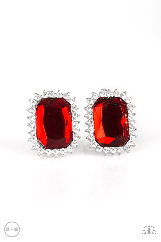 Downtown Dapper - Red Clip-On - Paparazzi Earring Image