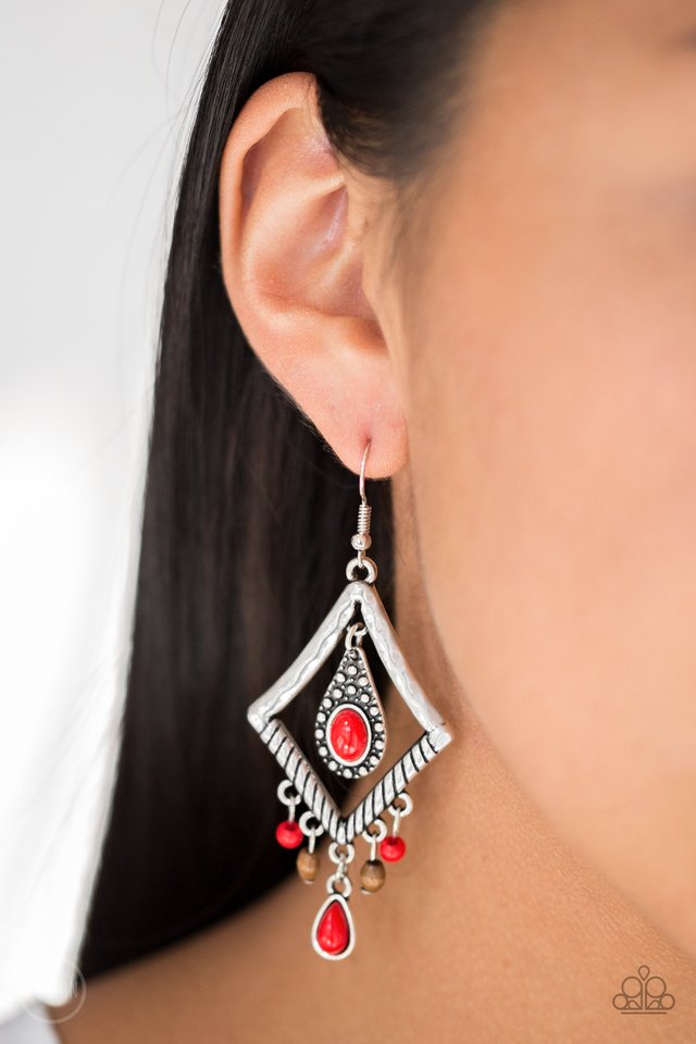 Southern Sunsets - Red - Paparazzi Earring Image