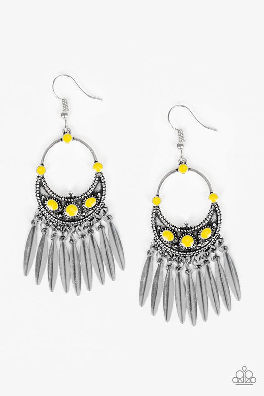 Cry Me A RIVIERA - Yellow - Paparazzi Earring Image
