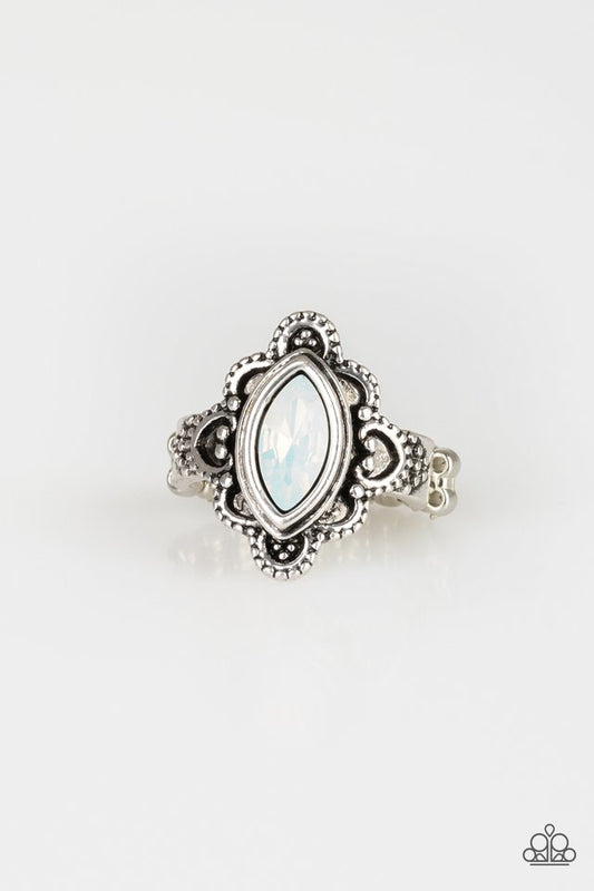 Glass Half-COLORFUL - White - Paparazzi Ring Image