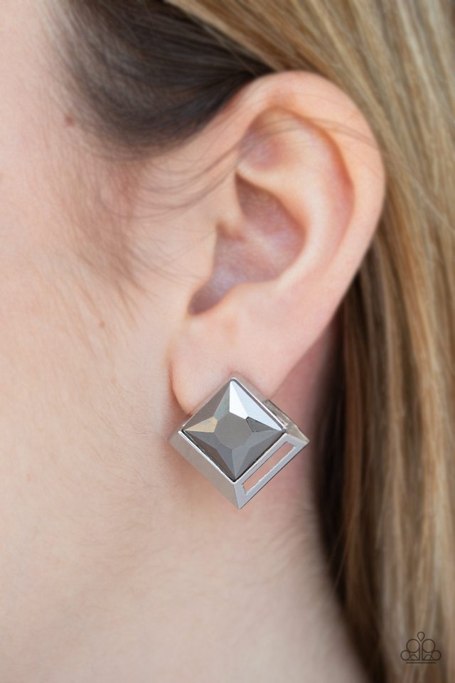 Stellar Square - Silver - Paparazzi Earring Image