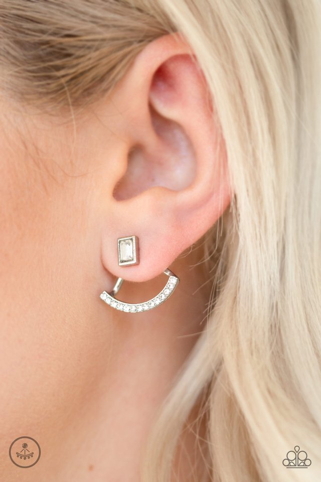 Delicate Arches - White - Paparazzi Earring Image