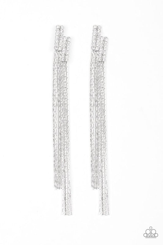 Radio Waves - White - Paparazzi Earring Image