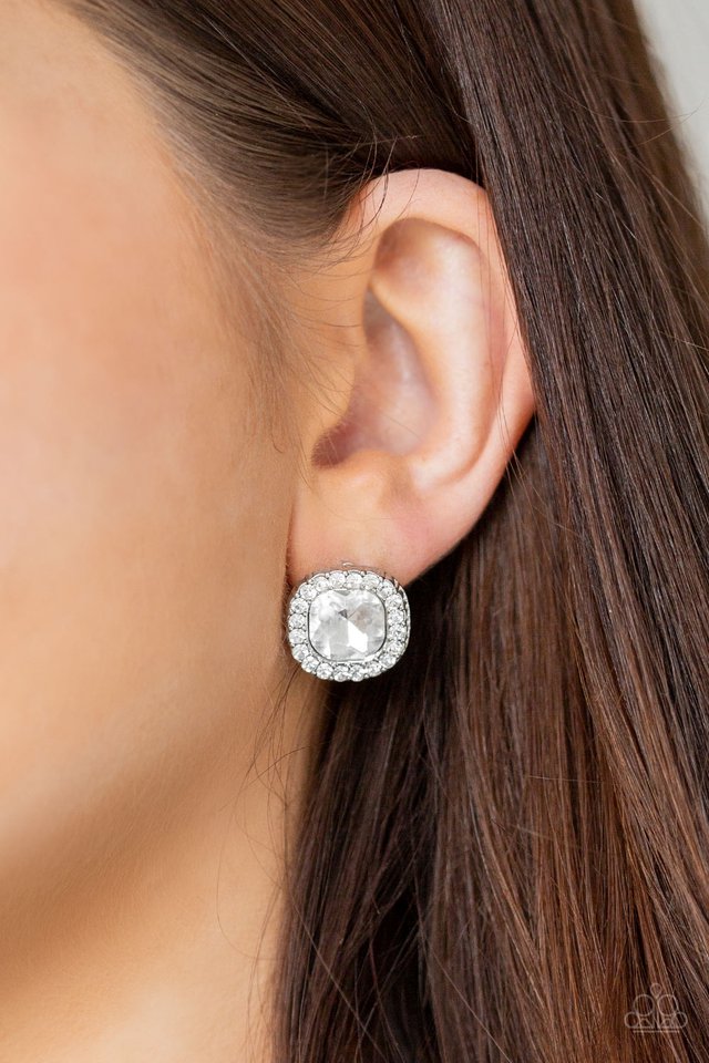 Bling Tastic! - White - Paparazzi Earring Image