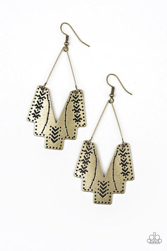 Paparazzi Earring ~ Arizona Adobe - Brass