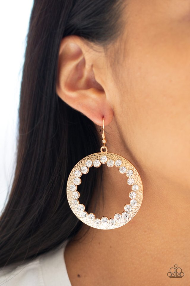 Gala Glitter - Gold - Paparazzi Earring Image