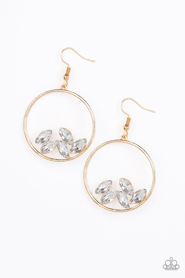 Cue The Confetti - Gold - Paparazzi Earring Image
