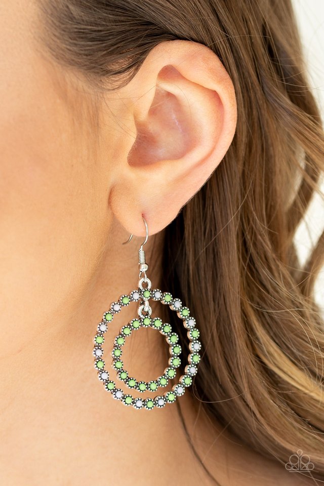 Vibrant Venture - Green - Paparazzi Earring Image